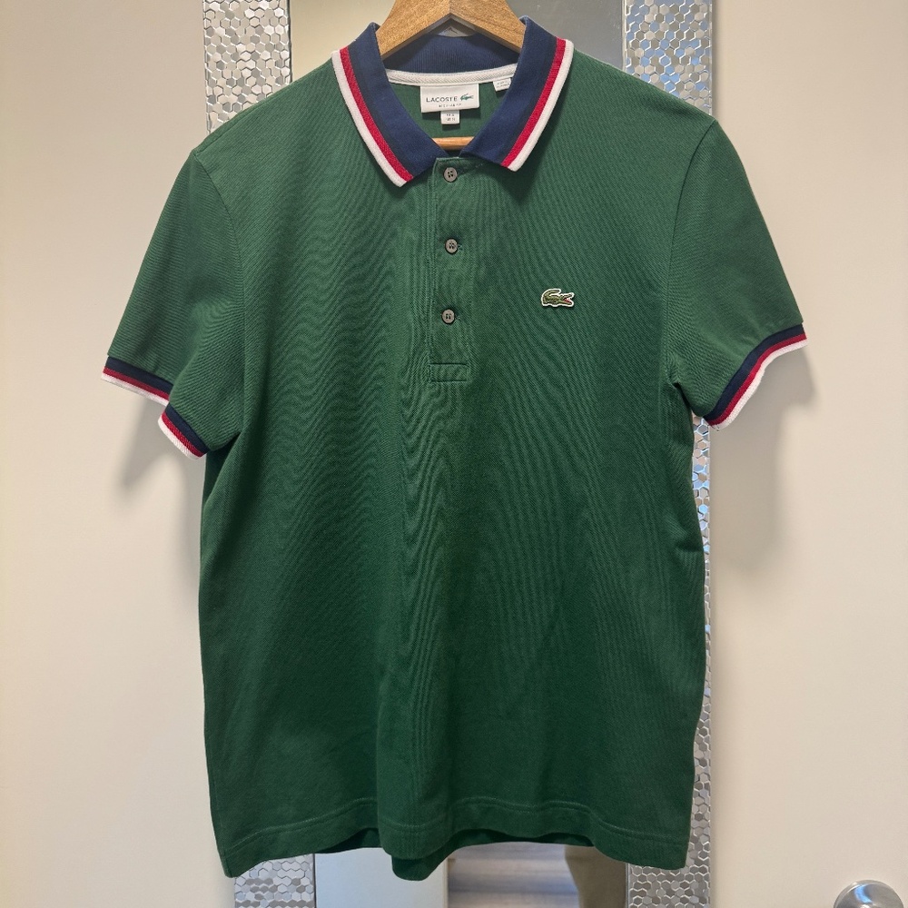 Men's Lacoste Green Collared Shirt_Medium